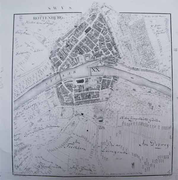 Stadtplan Rottenburg a/N 1824